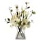 15&#x22; White Magnolia Arrangement with Glass Vase